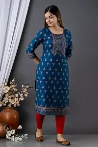 DKM Creation Women's Pure Rayon Straight Kurta (Small, Blue)-thumb3