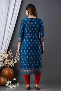 DKM Creation Women's Pure Rayon Straight Kurta (Small, Blue)-thumb2