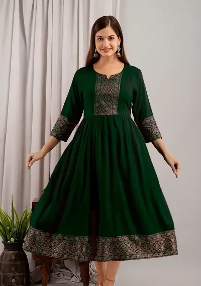 A-Line Rayon Kurta For Women