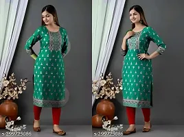 A-Line Green  Rayon Kurta For Women-thumb2