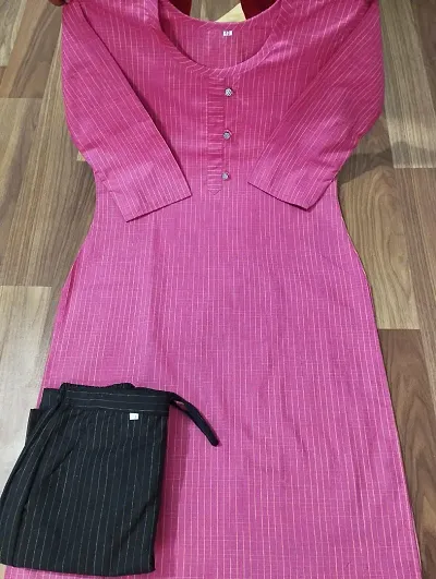 Stylish Cotton Blend Kurta With Botton Set