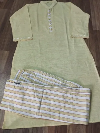 Stylish Cotton Blend Kurta With Botton Set