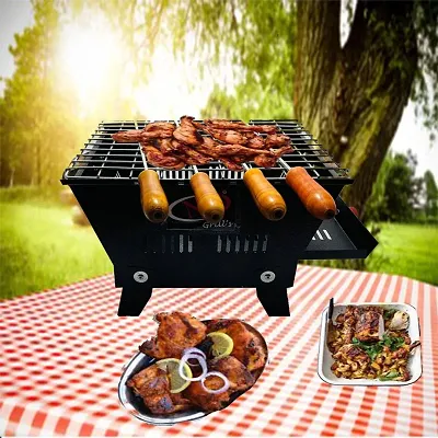 NE Grills Portable charcoal BBQ grill for roasting and grilling  with 4 skewers and 1 grill