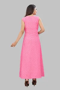 Stylish Pink Crepe Printed Fit And Flare Dress For Women-thumb1