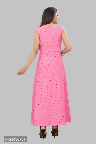 Stylish Pink Crepe Printed Fit And Flare Dress For Women-thumb2