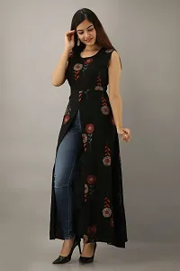 Stylish Black Crepe Printed Fit And Flare Dress For Women-thumb2