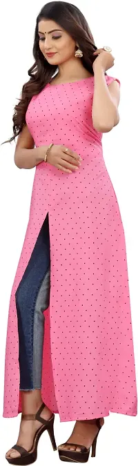 Stylish Pink Crepe Printed Fit And Flare Dress For Women-thumb3