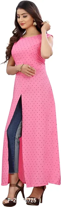 Stylish Pink Crepe Printed Fit And Flare Dress For Women-thumb4