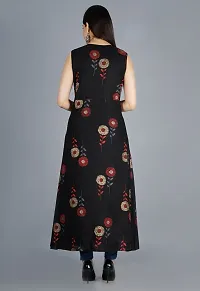 Stylish Black Crepe Printed Fit And Flare Dress For Women-thumb1