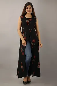 Stylish Black Crepe Printed Fit And Flare Dress For Women-thumb2