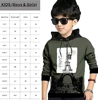 Kids Boys Hooded Printed T Shirt, Olive, Pack of 1-thumb2