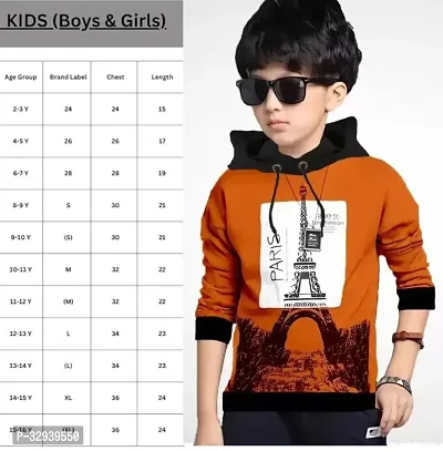 Kids Boys Hooded Printed T Shirt, Orange, Pack of 1-thumb2