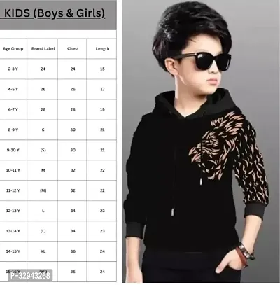 Kids Boys Hooded Printed T Shirt, Black, Pack of 1-thumb2