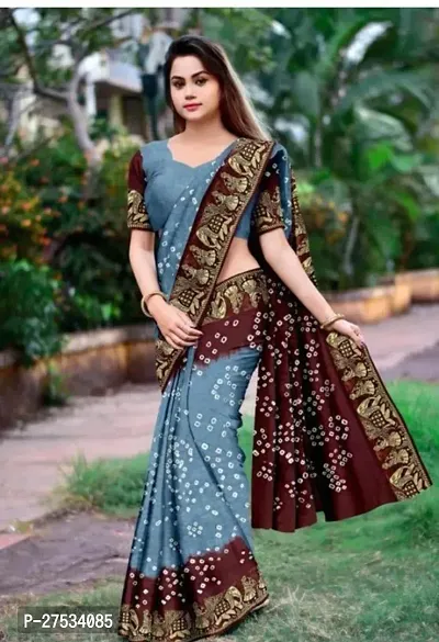 Stylish Art Silk Saree With Blouse Piece For Women-thumb0