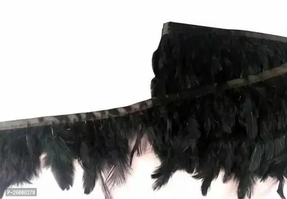 Stylish Fancy Designer Lacesnmore Black Feather Fringe Jhalar Lace 3M-thumb0