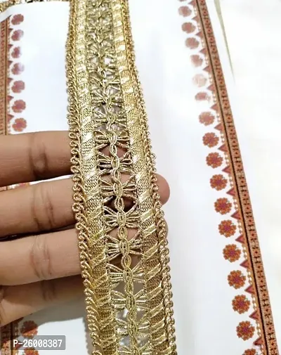 Stylish Fancy Designer Border Lace Cutwork Embroidery Light Gold Broad 9M