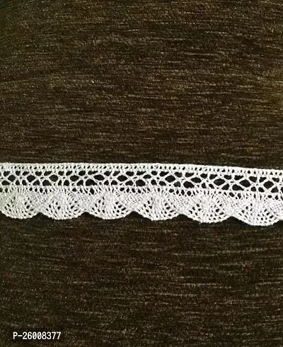 Stylish Fancy Designer White Cotton Lace Crochet Pankhudi Dyeble Border 10M