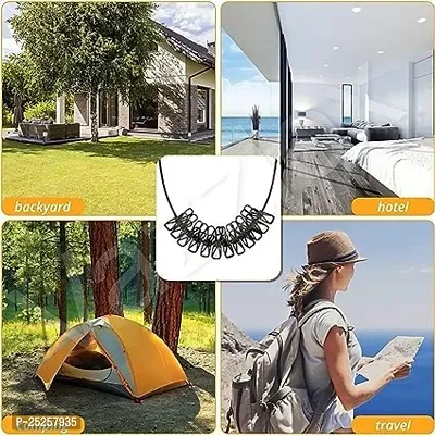 Outdoor use Retractable Clothes line with 12 PCS Clips for Travel Clothesline Rope. (Pack of 1, Multi Color)-thumb3