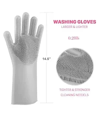 Dishwashing Gloves with Wash Scrubber + Magic Silicone Gloves + Heat Resistant + Reusable(PACK OF 1)-thumb2