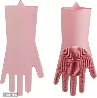 Silicone Gloves- Dish Washing Home and kitchen Use(pack of 1)-thumb3