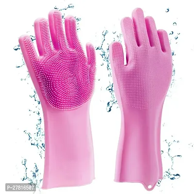 Scub Gloves, Rubber Washing Gloves Dishwashing Gloves for Household#(pack of 1)-thumb0