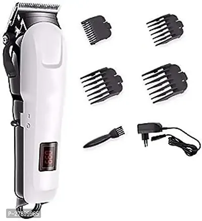 KB-809 Rechargeable LED Display Hair Clipper Heavy Duty for Hair and Beard Cut (White) pack of 1-thumb0