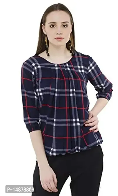 absorbing Women's Navy Blue Crepe Printed Top-thumb1