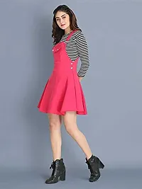 absorbing Cotton Blend Striped Women Dungaree Dress with Top-thumb2