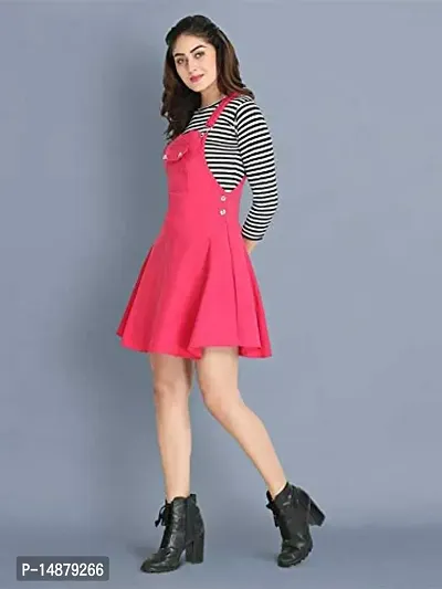 absorbing Women Pinafore Solid Pink Dress-thumb5