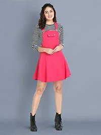 absorbing Women Pinafore Solid Pink Dress-thumb2