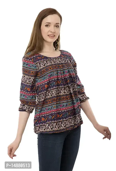 absorbing Women's Multi-Colored Crepe Printed Top-thumb3