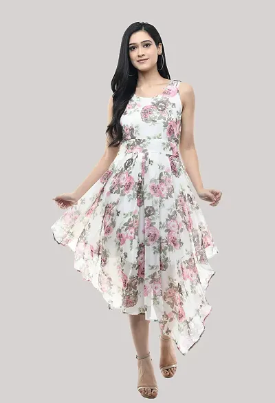 absorbing Women Asymmetric Printed Dress