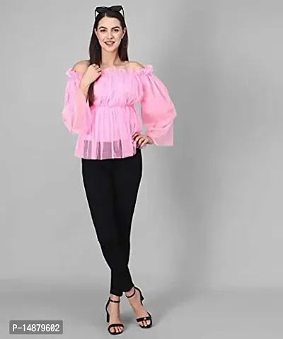 absorbing Women Net Off-Shoulder Top-thumb2