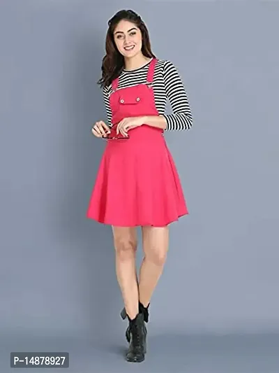 absorbing Cotton Blend Striped Women Dungaree Dress with Top-thumb5