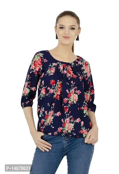 absorbing Casual 3/4 Sleeve Printed Women White Top-thumb0