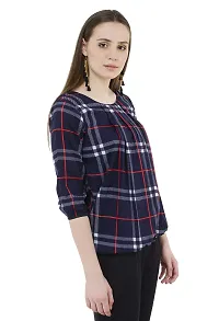 absorbing Women's Navy Blue Crepe Printed Top-thumb4