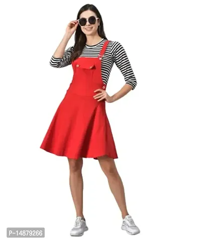 absorbing Women Pinafore Solid Pink Dress