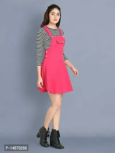 absorbing Women Pinafore Solid Pink Dress-thumb2