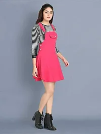 absorbing Women Pinafore Solid Pink Dress-thumb1