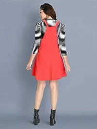 absorbing Cotton Blend Striped Women Dungaree Dress with Top-thumb3