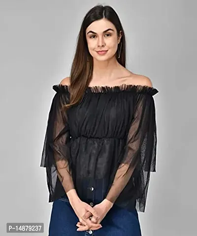 absorbing Women Net Off-Shoulder Top-thumb5