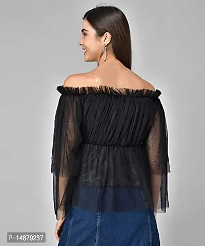 absorbing Women Net Off-Shoulder Top-thumb3