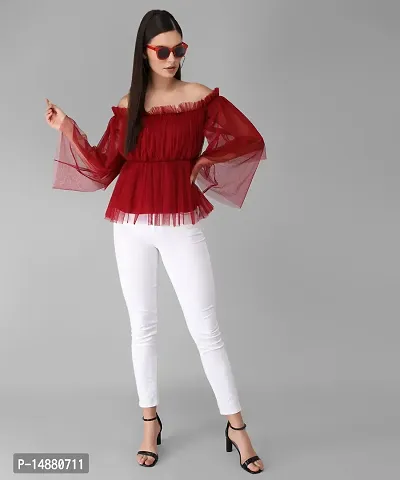 absorbing Women Net Off-Shoulder Top-thumb5