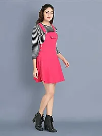 absorbing Cotton Blend Striped Women Dungaree Dress with Top-thumb3