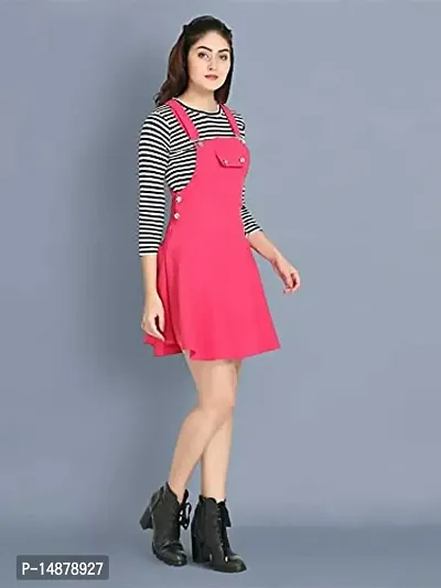 absorbing Cotton Blend Striped Women Dungaree Dress with Top-thumb4