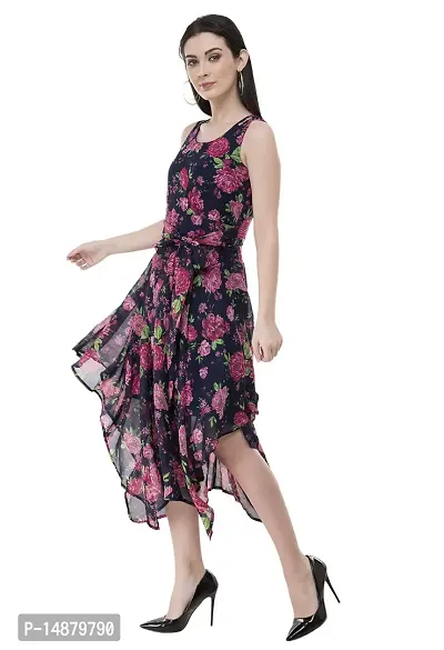 absorbing Women Asymmetric Printed Dress-thumb3