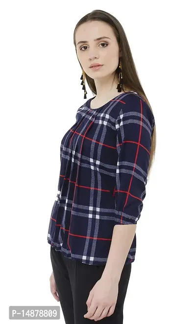 absorbing Women's Navy Blue Crepe Printed Top-thumb4