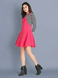 absorbing Women Pinafore Solid Pink Dress-thumb4