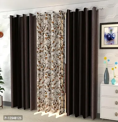 Shopgallery 100% Polyester Curtains for Window Bedroom, Living Room and Kitchen, Home Decor Fashion Printed Set of 3 Curtains with Stainless Steel Rings (4 Feet X 5 Feet, 10 Multi)