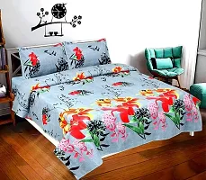 Shopgallery 160 Tc Double Bedsheet for Double Bed - Glace Cotton Abstrast Flatsheet for Bedroom - Queen Size Double Bed Sheet with 2 Pillow Covers ( 90 X 90 Inch, Multi_05 )-thumb2